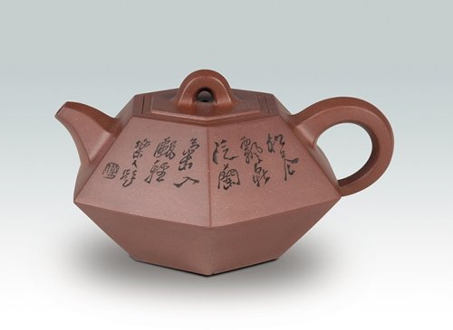 周尊严紫砂壶 六方合斗壶 