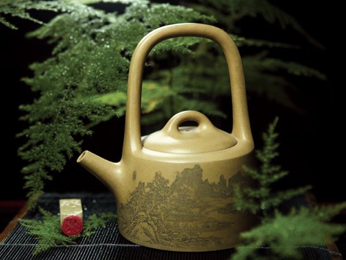 朱建明紫砂壶 曼生提梁 