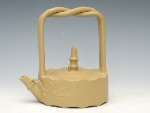 邹健紫砂壶 圆竹提梁 