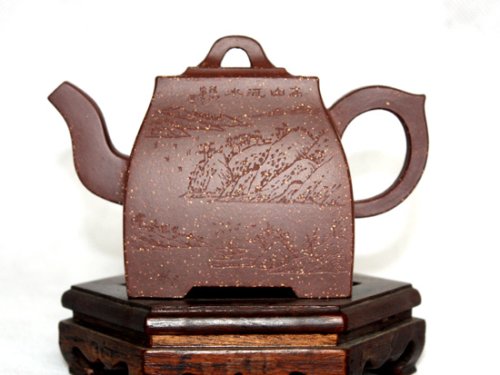许艳萍紫砂壶 紫泥调砂 四方壶 