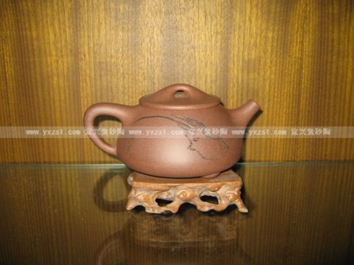 周晓琴紫砂壶 大石瓢(徐勇良刻) 