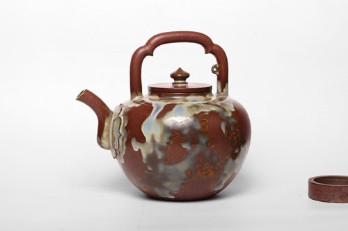 冯群星紫砂壶 吴经提梁 