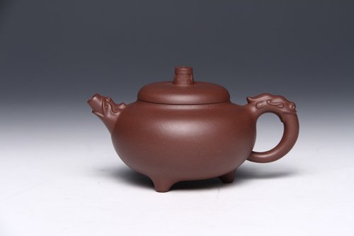 许学芳紫砂壶 龙头三足 