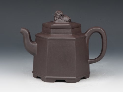 邵文紫砂壶 六方醒狮 