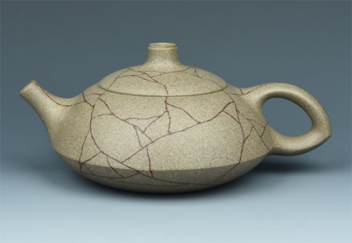 张勇强紫砂壶 开片石瓢 