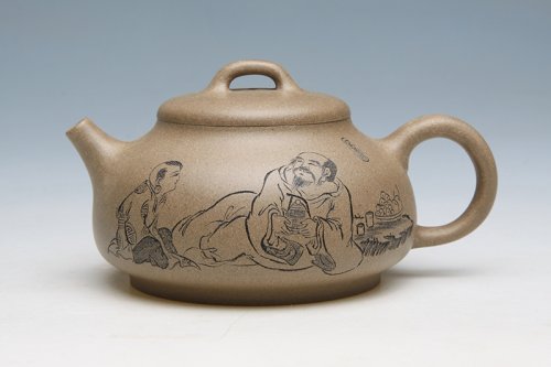 朱萍萍紫砂壶 浮生适意 朱萍萍制作 朱建伟镌刻 