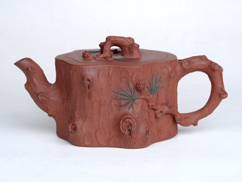 陈珍华紫砂壶 松段  容量：400CC  泥料：红拼紫泥 