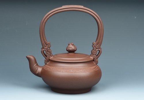 张勇强紫砂壶 双龙提梁 