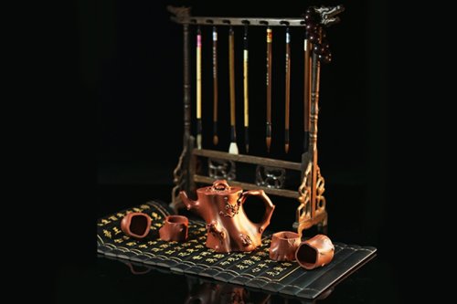 潘旭超紫砂壶 傲骨梅庄底槽清320cc 