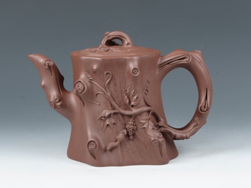 沈国良紫砂壶 松鼠葡萄桩 