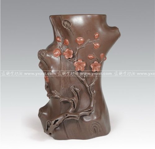 倪顺生紫砂壶 梅桩壁瓶 拷贝 