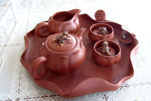 何军紫砂壶 蛙之家套壶 