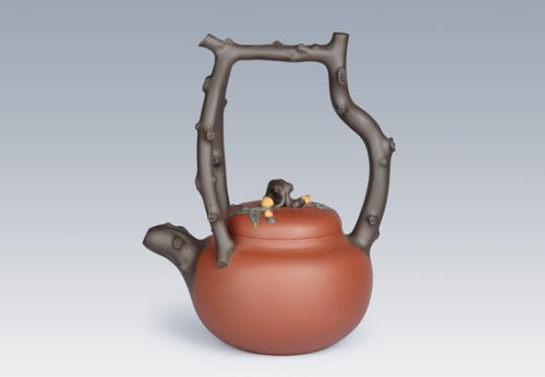 郭琴紫砂壶 东坡提梁 