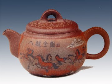 佘蓉芬紫砂壶 八骏图 