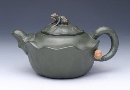 吴卫军紫砂壶 荷叶壶 绿泥 