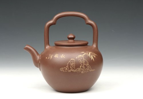 刘方紫砂壶 吴径提梁 