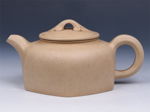 强建红紫砂壶 六方如意（松绿泥） 