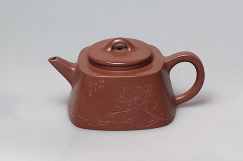 华珊紫砂壶 四方荷韵 