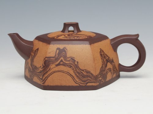 浦兮凤紫砂壶 六方井栏 绞泥 