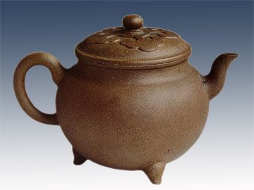时大彬紫砂壶 三足圆壶 