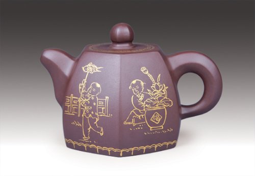 恽建军紫砂壶 铜六方 