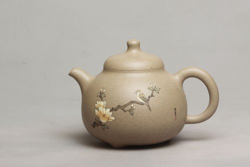 吴秋文紫砂壶 泥绘乳丁 