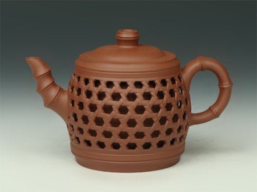 董建忠紫砂壶 双层镂空竹编 