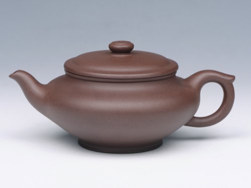 钱红月紫砂壶 虚扁壶 