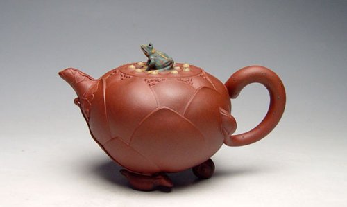 沈寅华紫砂壶 荷花青蛙壶 