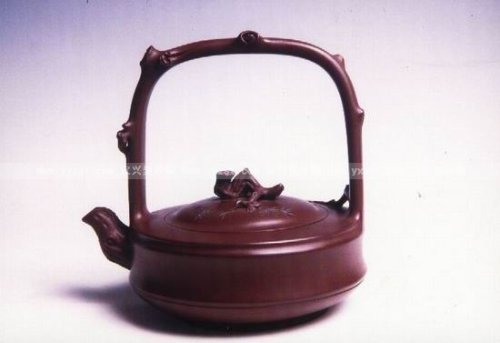 张红华紫砂壶 三友提梁 