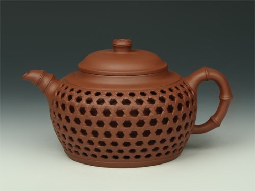 董建忠紫砂壶 双层镂空竹编 