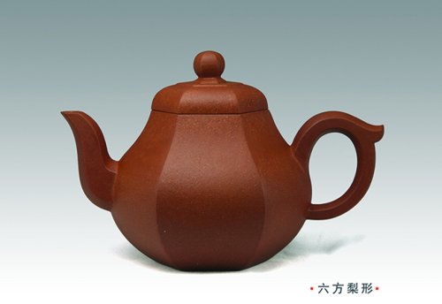 高奋荣紫砂壶 六方梨形 
