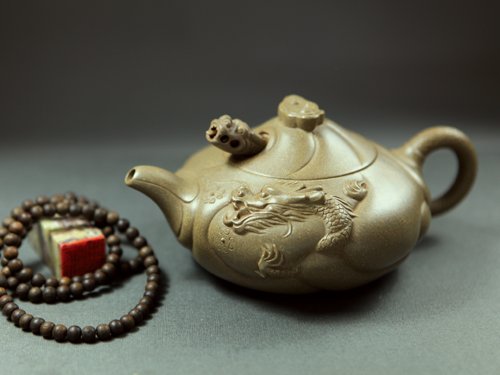 朱建明紫砂壶 鱼化龙 