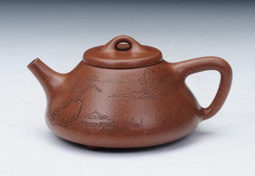 蒋方良紫砂壶 子冶石瓢壶 