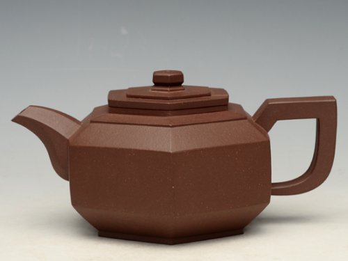 周亚萍紫砂壶 六方抽盖雪华 