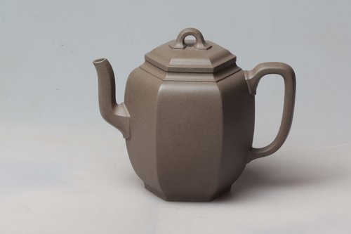 李彬紫砂壶 高六方宫灯壶 