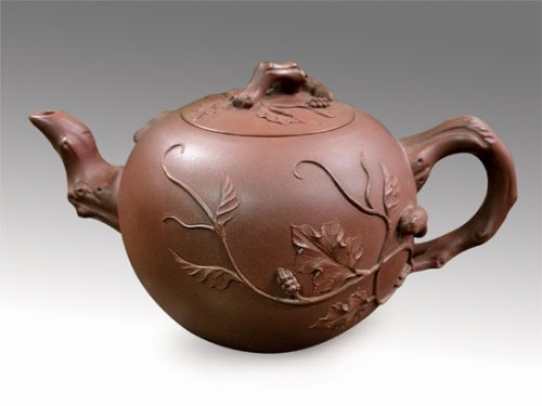 刘成果紫砂壶 松鼠葡萄 