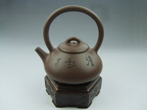 周亚琴紫砂壶 提梁石瓢 