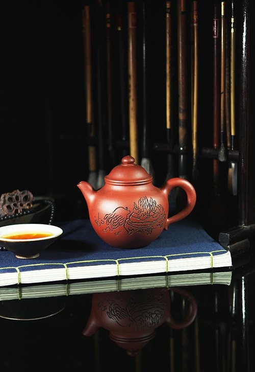 蒋琰滨紫砂壶 秋水壶（西安美术学院上海分院院长刘西洁书画） 