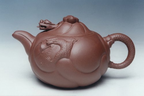 陈成紫砂壶 鱼化龙（清水泥 