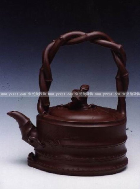 张红华紫砂壶 大双竹提梁壶 