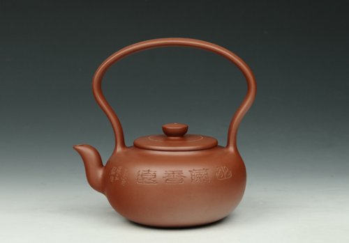 朱水芬紫砂壶 玉璧提梁（全手工） 