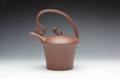 何挺初紫砂壶 浪花提梁 