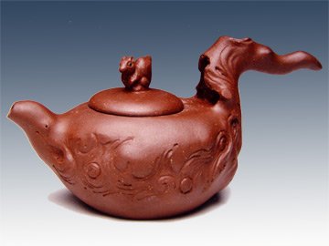 郭超刚紫砂壶 树桩松鼠 