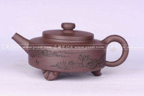 沈国强紫砂壶 三脚玉壁 