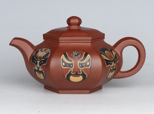 丁盛紫砂壶 六方脸谱 