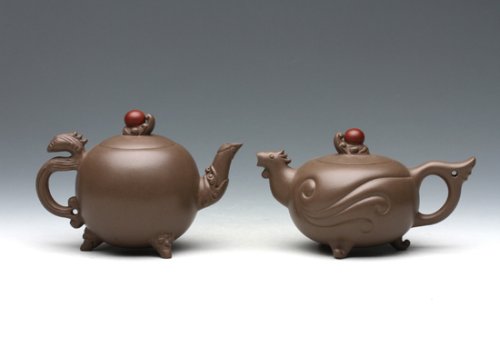 曹建华紫砂壶 龙凤对壶 