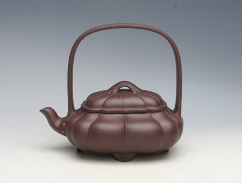 沈永娟紫砂壶 菱花提梁 副本 