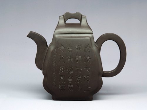 罗荣贤紫砂壶 古琴    泥料：拼紫泥 