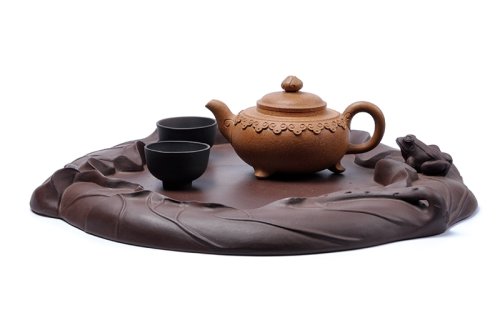 任莹辉紫砂壶 河塘秋色茶海(云肩如意壶) 